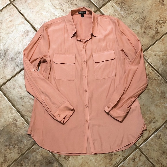 Express Tops - Express Button Down Long Sleeve Top